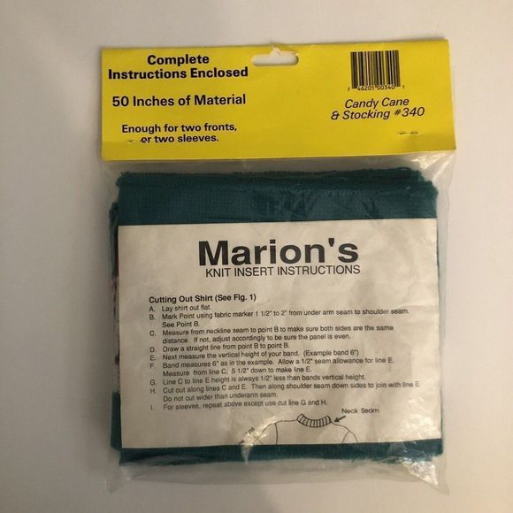 Vintage Marion's Knitted Inserts Sweater Christmas Candy Cane Stocking #340 - Picture 5 of 5